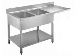 GDS167L2DW Cantilever sink line with 2 left bowls dim. 1600 x 700 x 950h