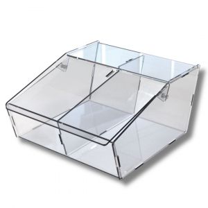 AG02001 Contenitore porta palette a due scomparti in plexiglass trasparente