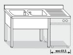 EUG1346-18 lavatoio per lavast su gambe ECO cm 180x60x85h 2v sg dx