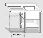 EUG1426-12 lavatoio per lavast. su gambe ECO cm 120x60x85h 1v sg sx - ripiano inferiore