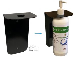 T779055 Soporte de pared de metal diseñado para dispensador de gel o spray desinfectante para manos