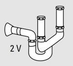 EU91001-00 Sifone in plastica per lavelli da 2 vasche  da 1" - 1/2