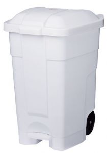 T102032 Mobile plastic pedal bin White 70 liters (multiple 3 pcs)