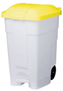 T102046 Contenitore mobile a pedale plastica bianco-giallo 70 litri (confezione da 3 pezzi)