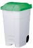 T102048 Mobile plastic pedal bin White Green 70 liters (multiple 3 pcs)