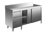 EU04004-19 tavolo armadio ECO cm 190x60x85h  piano alzatina - porte scorr - cass 3c sx