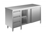 EU04102-19 tavolo armadio ECO cm 190x70x85h  piano liscio - porte scorr - cass 3c sx