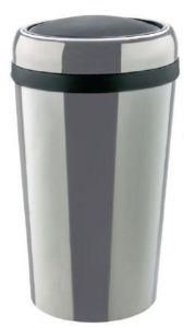 T109777 Poubelle à papier cylindrique en inox avec couvercle basculant en ABS 50 litres