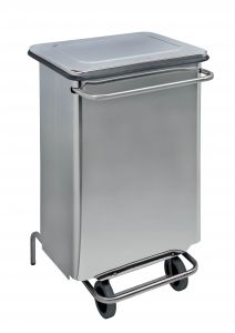 T790660 Conteneur à pédale mobile inox ignifuge 70 litres