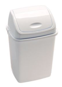 T909018 AD Poubelle en polypropylène avec couvercle basculant Blanc 18 litres (paquet de 12 pièces)