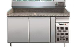 G-PZ2600TN - Mostrador de pizzería refrigerado con dos puertas en acero inoxidable