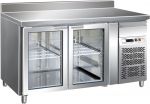 G-GN2200TNG - Mesa de acero inoxidable ventilada con soporte vertical Temp. -2 / + 8 ° C 3 Puertas de cristal 