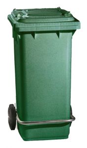 00005054 120 L dark green waste bin with pedal and bag holder ring