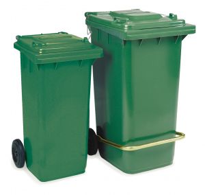 00005296 240 L dark green waste bin with pedal and bag tensioning ring