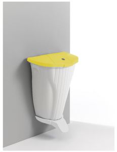 00005840WG Wall-Up 50 L white pedal bin with yellow lid and white pedal