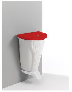 00005840WR Wall-Up 50 L a pedale bianco coperchio rosso e pedale bianco