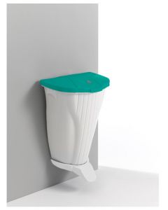 00005840WV Wall-Up 50 L a pedale bianco coperchio verde e pedale bianco